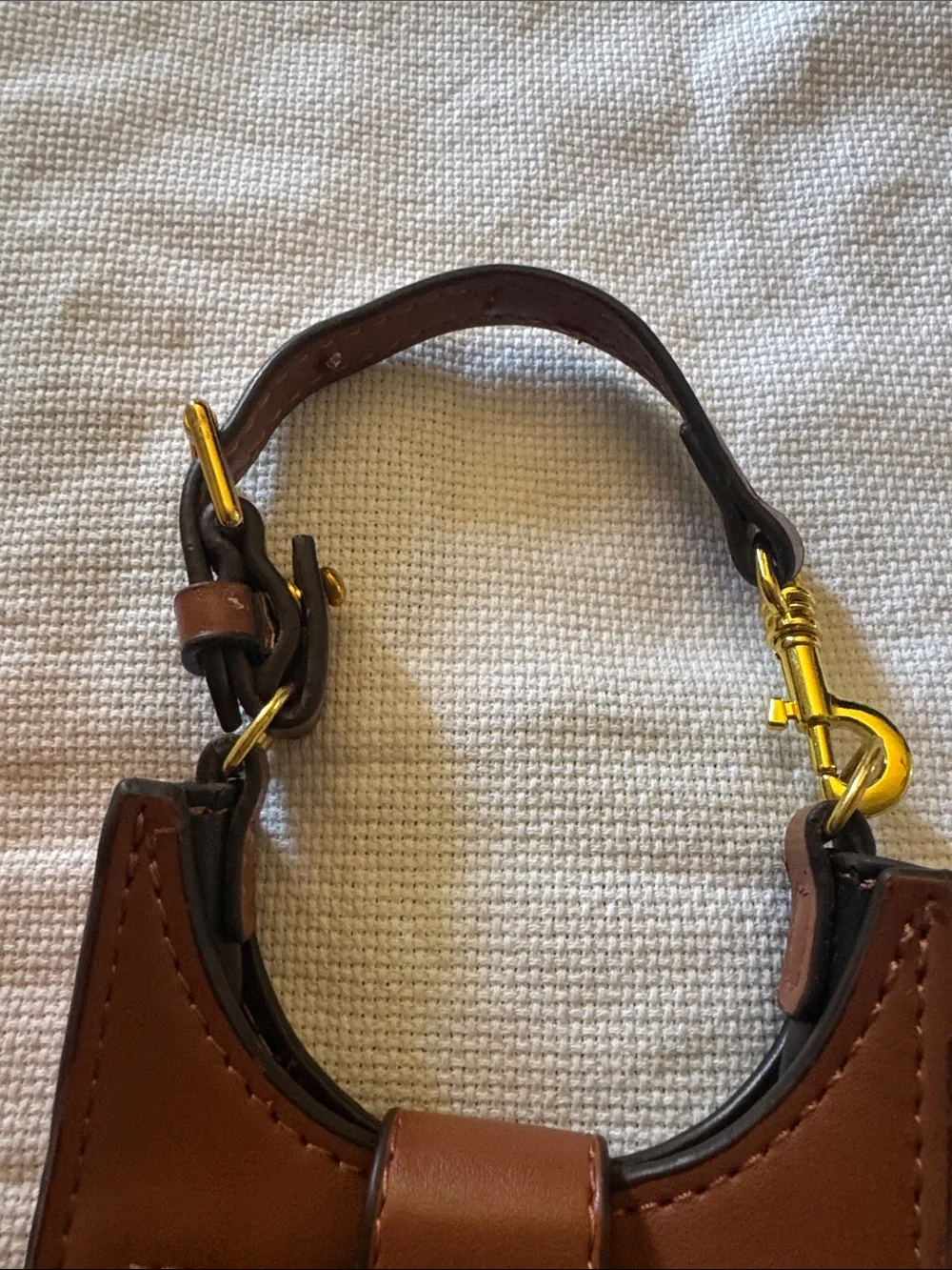 Fendi Brown Leather-Trim Embroidered Canvas Phone Holder